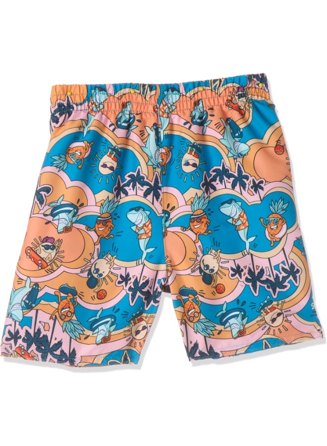 Speedo Printed 11-Inch Swim Shorts For Kids, 5-6 Years, Blue - Image 1
