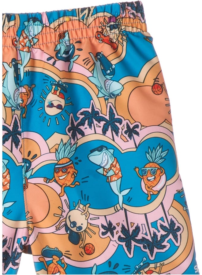 Speedo Printed 11-Inch Swim Shorts For Kids, 5-6 Years, Blue - Image 3