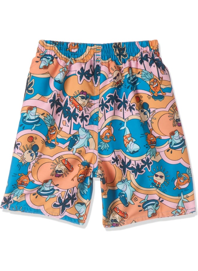 Speedo Printed 11-Inch Swim Shorts For Kids, 5-6 Years, Blue - Image 2
