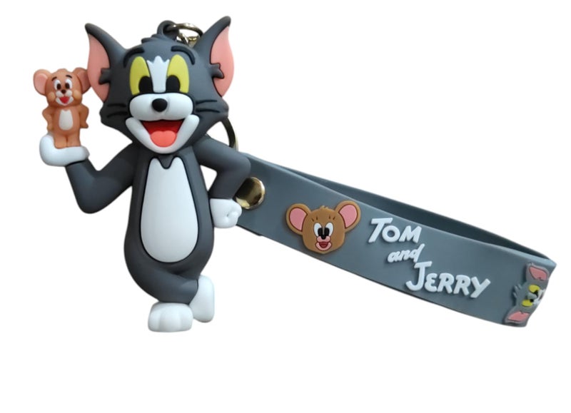 FowWelt Cartoon Characters Keychain for Girls & Boys – Cute Silicone Keyring Accessories | Key Purse, Backpack, Car Charm | Lightweight & Durable (Tom Jerry Hand) - Image 4