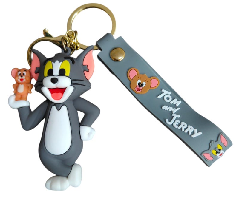 FowWelt Cartoon Characters Keychain for Girls & Boys – Cute Silicone Keyring Accessories | Key Purse, Backpack, Car Charm | Lightweight & Durable (Tom Jerry Hand) - Image 2
