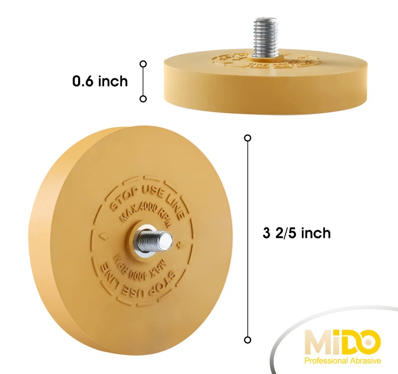 MIDO Professional Abrasive Eraser Wheel Decal Remover Tool Adhesive Remover for Cars with Pad & Adapter Graphics Removal Wheel - 1 Pack - Image 3