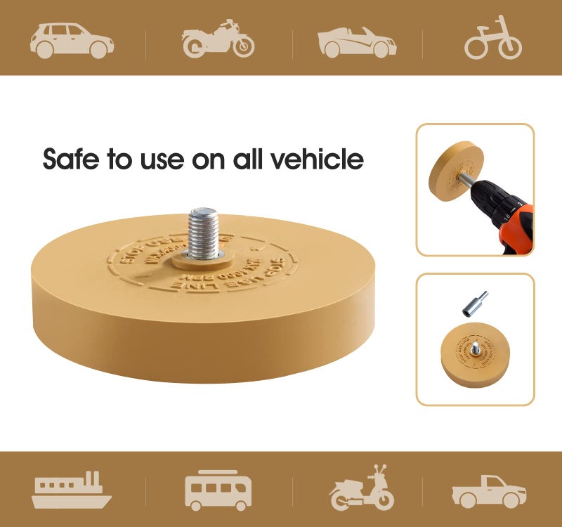 MIDO Professional Abrasive Eraser Wheel Decal Remover Tool Adhesive Remover for Cars with Pad & Adapter Graphics Removal Wheel - 1 Pack - Image 4