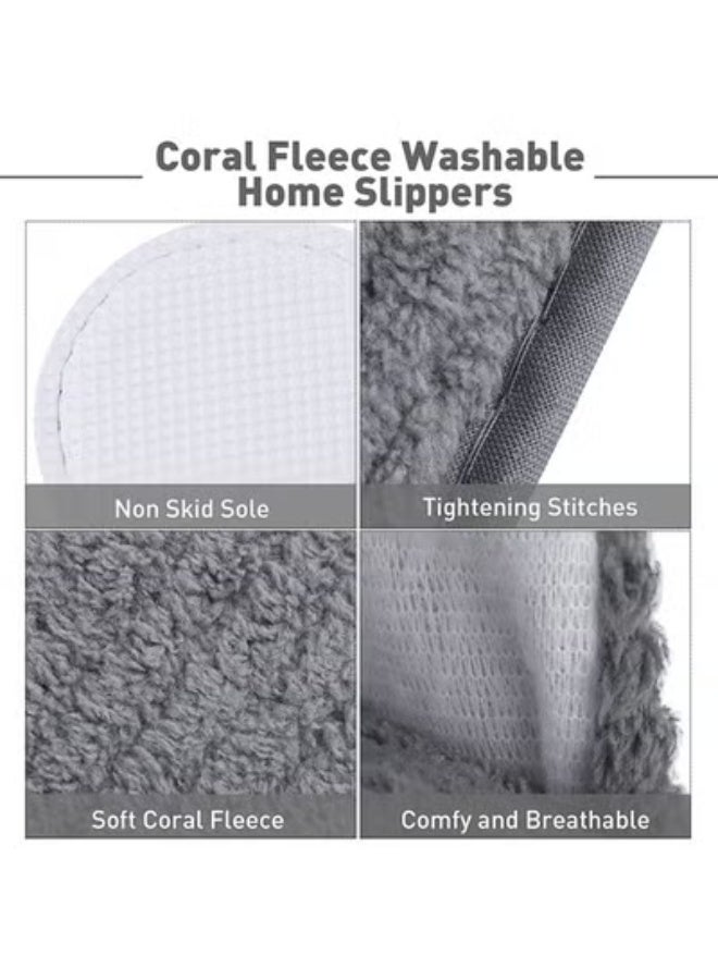 Peachjoy 5 Pairs Closed Toe Spa Slippers Reusable Slippers Coral Fleece Washable Disposable Home Slippers for Women Men Guests Hotels House Slippers Housewarming Indoors Bathroom Party Traveling - Image 3