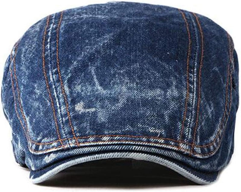 Qunson 2 Pack Mens Denim Cotton Newsboy Cap Ivy Gatsby Driving Hunting Cabbie Hats - Image 4