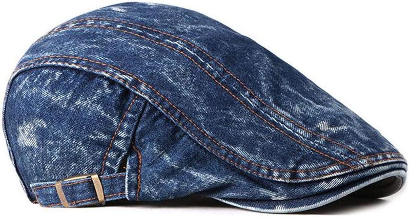 Qunson 2 Pack Mens Denim Cotton Newsboy Cap Ivy Gatsby Driving Hunting Cabbie Hats - Image 2
