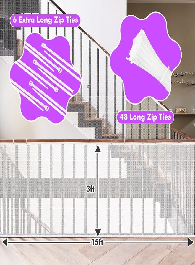 tupi Banister Guard for Baby and Pets – 450cm Extra Long Balcony Netting, Heavy Duty Stair Railing Cover, Child Safety Mesh for Kids and Toddlers, No Drill Barrier with 41 Zip Ties - Image 4
