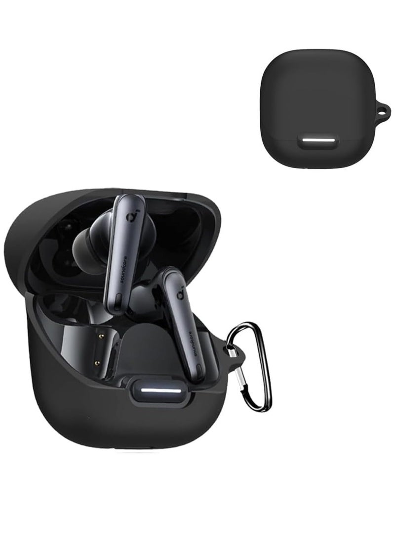 shomira Silicone Case Compatible with Anker k20i Soundcore Earbuds, Soft Silicone Protective Case Cover, Shockproof Sleeve with Carabiner (Black) - Image 1