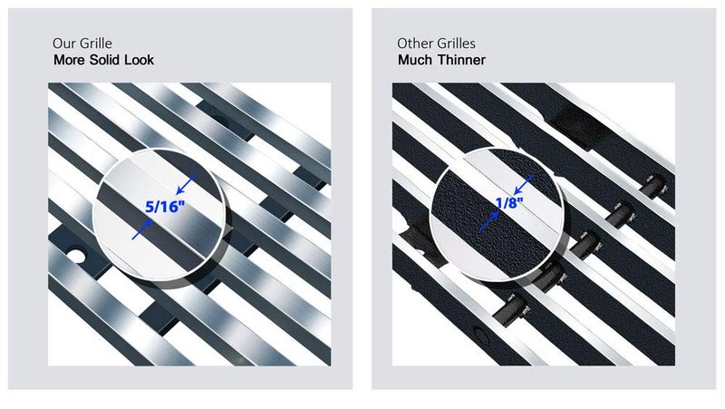 APS Compatible with Chevy GMC C K Pickup 1981-1987 & 81-88 Blazer Suburban Jimmy with Stacked Lights Main Upper Stainless Steel SS Chrome Billet Front Grill Grille Insert C85002A - Image 5