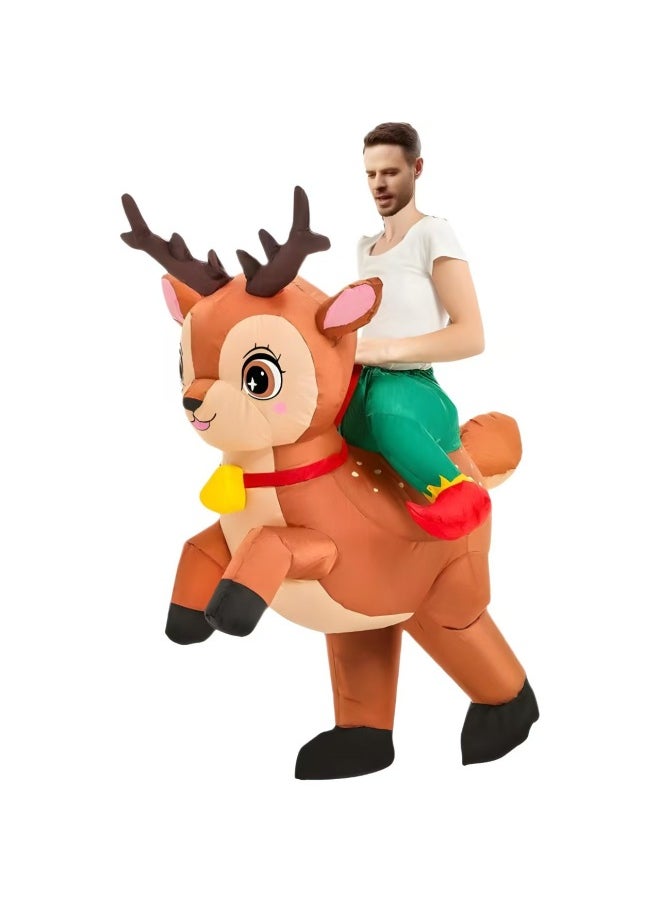 Clothing  Party Inflatable Tree Riding Elk Inflatable Suit Santa Claus Inflatable Suit-Color:Cycling Deer 140-190cm  - Image 1