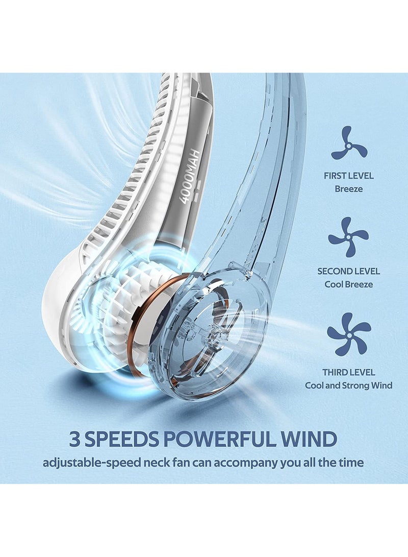 Portable Neck Fan Rechargeable 4000mAh Bladeless Neck Fan USB-Powered Hands-Free Fan with 3 Speed Operated Adjustment Quiet Wearable Fan for Sports/Outdoor/Hiking  - Image 3