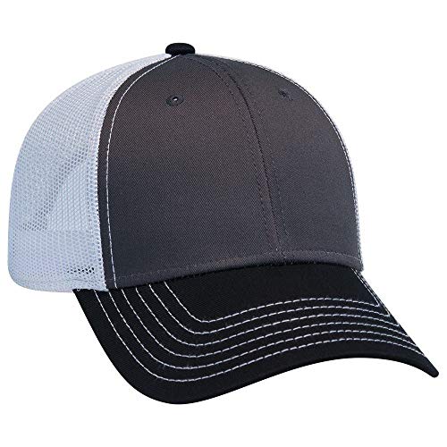 OTTO 6 Panel Low Profile Contrast Vertical Mesh Back Cap BlkChGryWht - Image 1