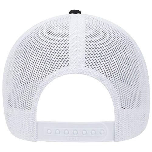 OTTO 6 Panel Low Profile Contrast Vertical Mesh Back Cap BlkChGryWht - Image 3