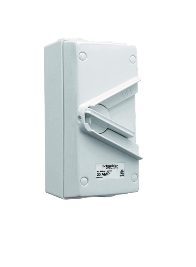 Schneider Electric 20A 440V Surface Mount Double Pole Isolating Switch IP66 weatherproof - Image 1