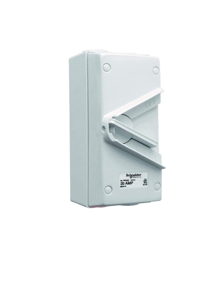 Schneider Electric 20A 440V Surface Mount Double Pole Isolating Switch IP66 weatherproof - Image 2