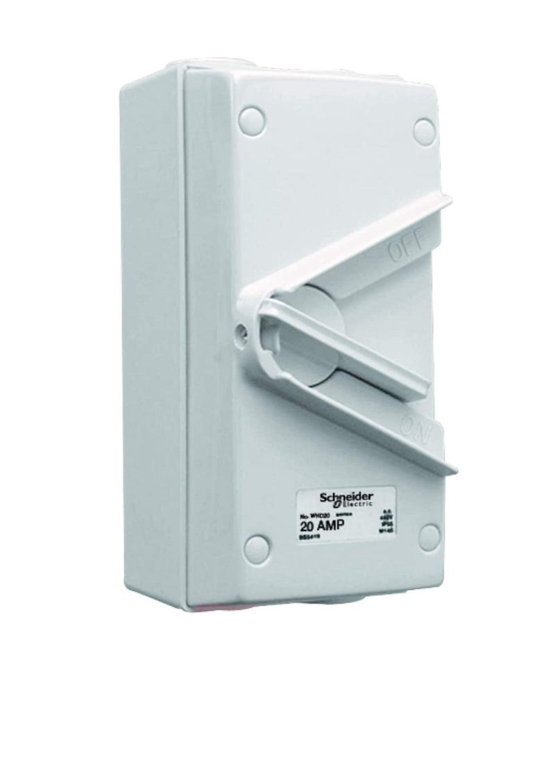 Schneider Electric 20A 440V Surface Mount Double Pole Isolating Switch IP66 weatherproof - Image 3