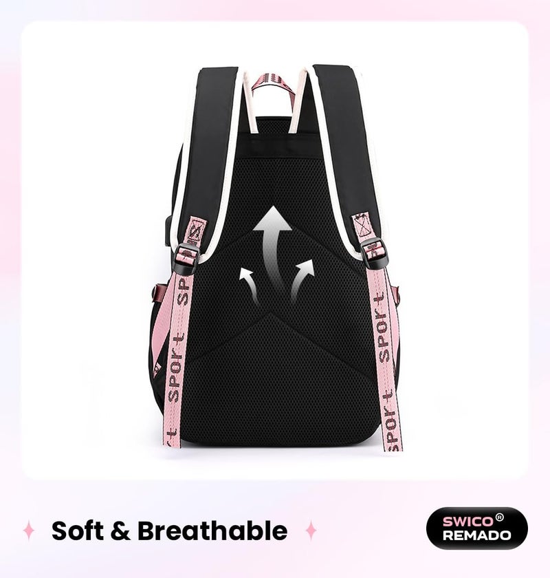 Swico Remado Large Capacity Laptop Bag Bookbag with Notebook, USB Charging and Headphone Port - Image 3