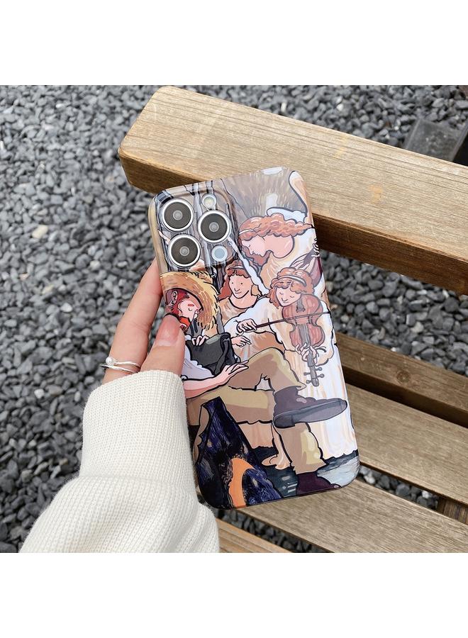 S-TOP Case For iPhone 14 Plus Oil Painting Pattern Glossy PC Phone Case - Image 2