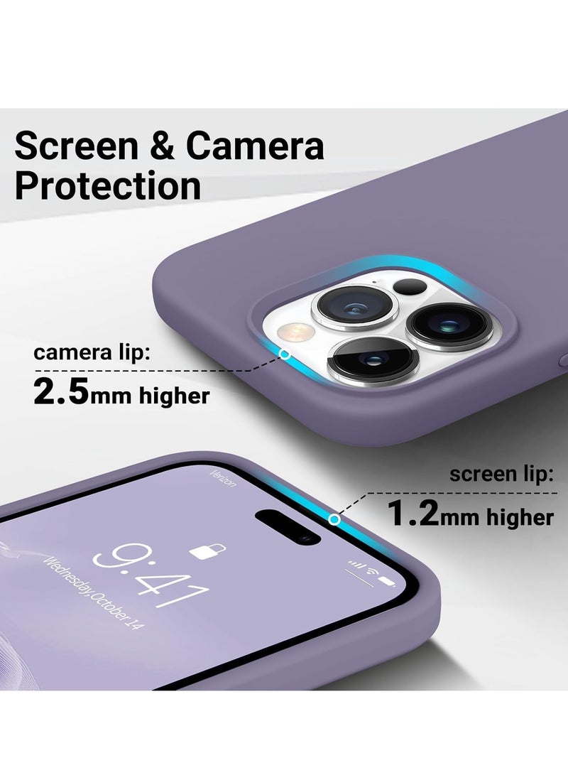 إلترازون [3-in-1] iPhone 15 Pro Max Case Bundle – Light Gray Liquid Silicone Shockproof Cover with 9H Tempered Glass Screen Protector - Image 2