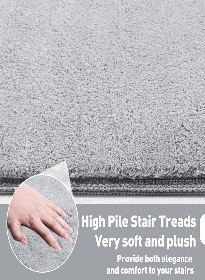 PURE ERA بيور إيرا سجاد درج فائق النعومة 9.5 بوصة × 30 بوصة واقيات درج داخلية ناعمة بحافة دائرية صديقة للحيوانات الأليفة مانعة للانزلاق مقاومة للانزلاق بدون شريط لاصق قابلة للغسل وإعادة الاستخدام (قطعتان، رمادي) - Image 5