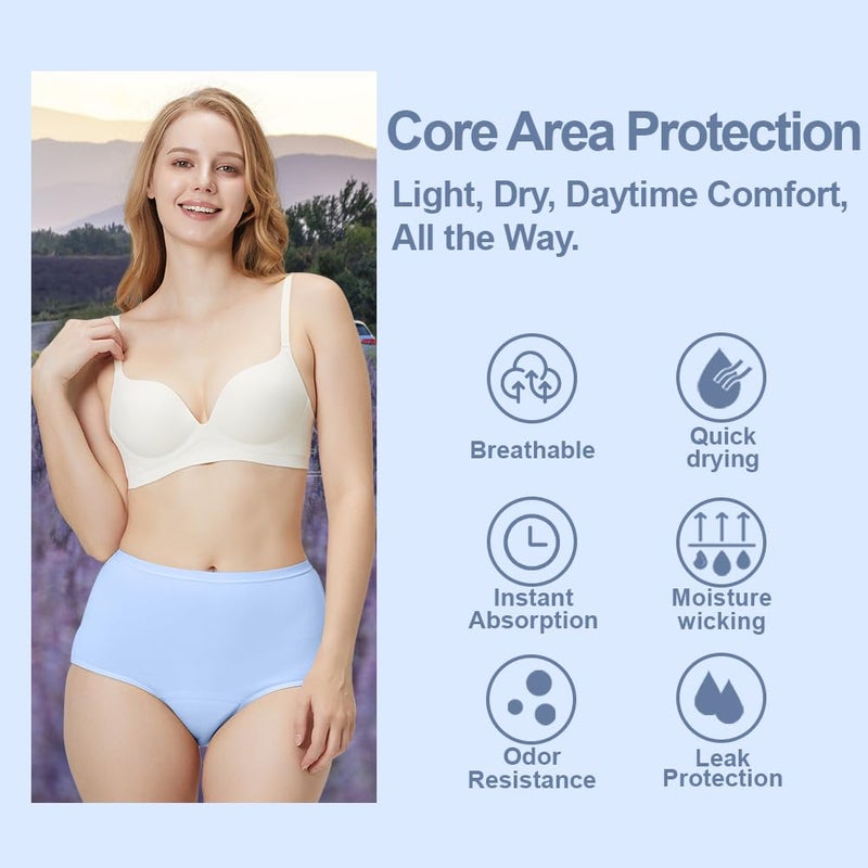 Battewa Quick Dry Incontinence Underwear for Women High Waisted Leak Proof Panties Washable Postpartum Bladder Control Cotton Briefs (Multicolor, X-Large, 5 Pack) - Image 4
