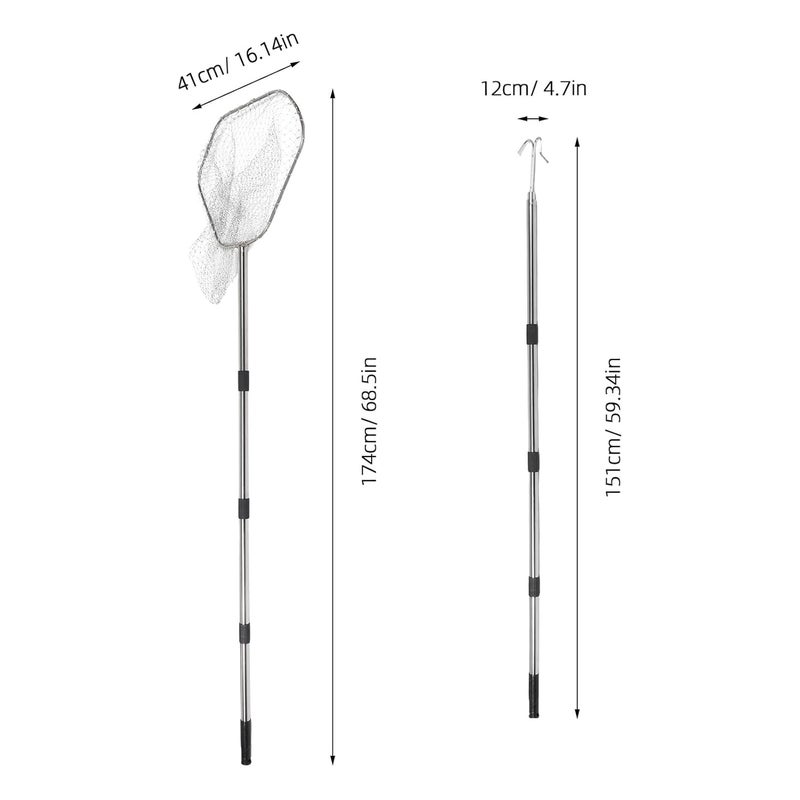 Gatuida Telescopic Stainless Steel Chicken Catching Net Set with Hook and Thickened Mesh for Outdoor Poultry Handling and Livestock Supplies - Image 2