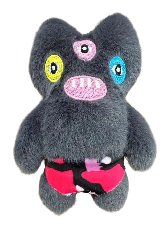 TechMax Solution Dark Grey 3-Eyed Monster Plush in Pink Patterned Shorts