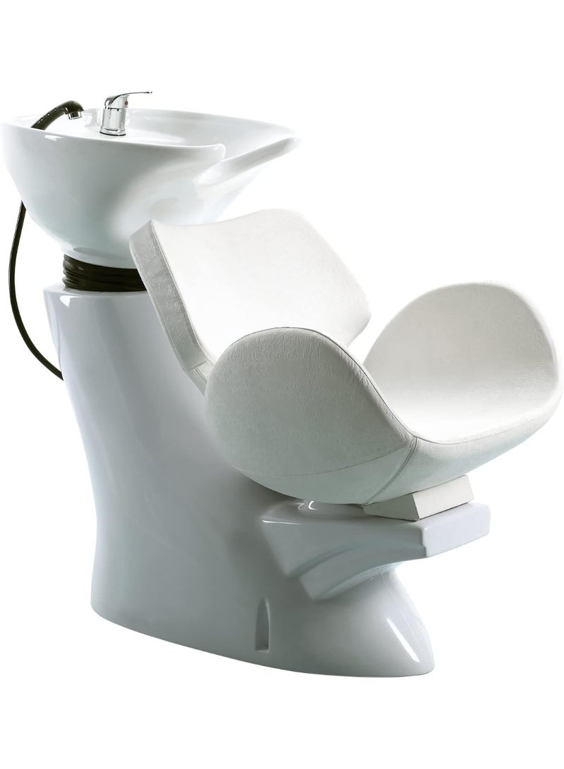 Meishida MEISHIDA Beauty Salon Shampoo Chair with Backwash Unit and Sink Station. Features a Tilting Ceramic Sink, Adjustable Sink Bowl, and Comfortable Gel Neck Rest. - Image 1