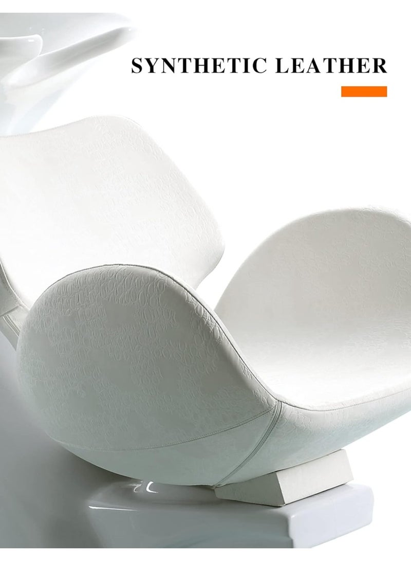 Meishida MEISHIDA Beauty Salon Shampoo Chair with Backwash Unit and Sink Station. Features a Tilting Ceramic Sink, Adjustable Sink Bowl, and Comfortable Gel Neck Rest. - Image 2