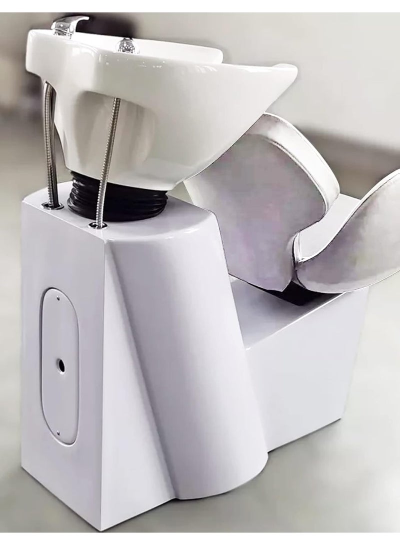 Meishida MEISHIDA Beauty Salon Shampoo Chair with Backwash Unit and Sink Station. Features a Tilting Ceramic Sink, Adjustable Sink Bowl, and Comfortable Gel Neck Rest. - Image 4