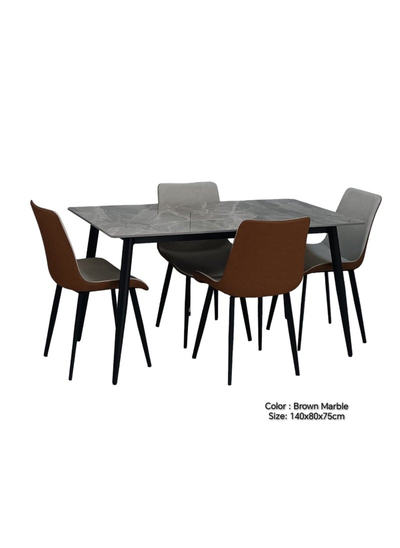 SILA - Modern Design Marble Dining Table Set(1+4) - Image 1