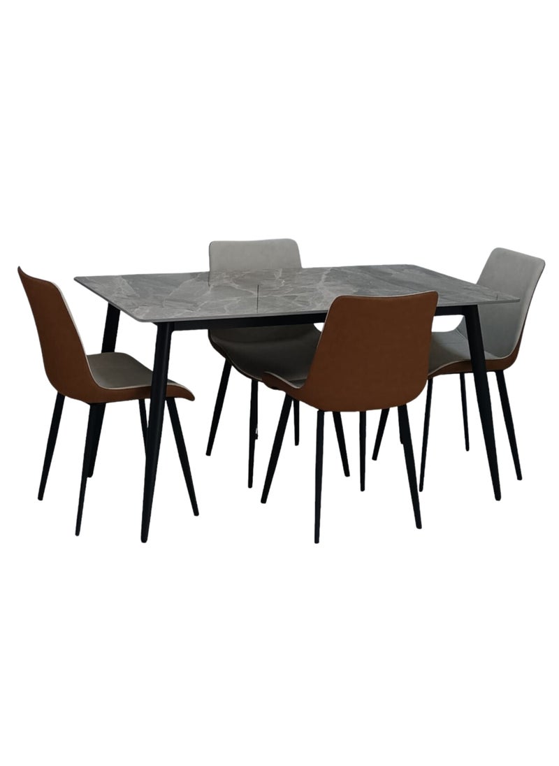 SILA - Modern Design Marble Dining Table Set(1+4) - Image 1