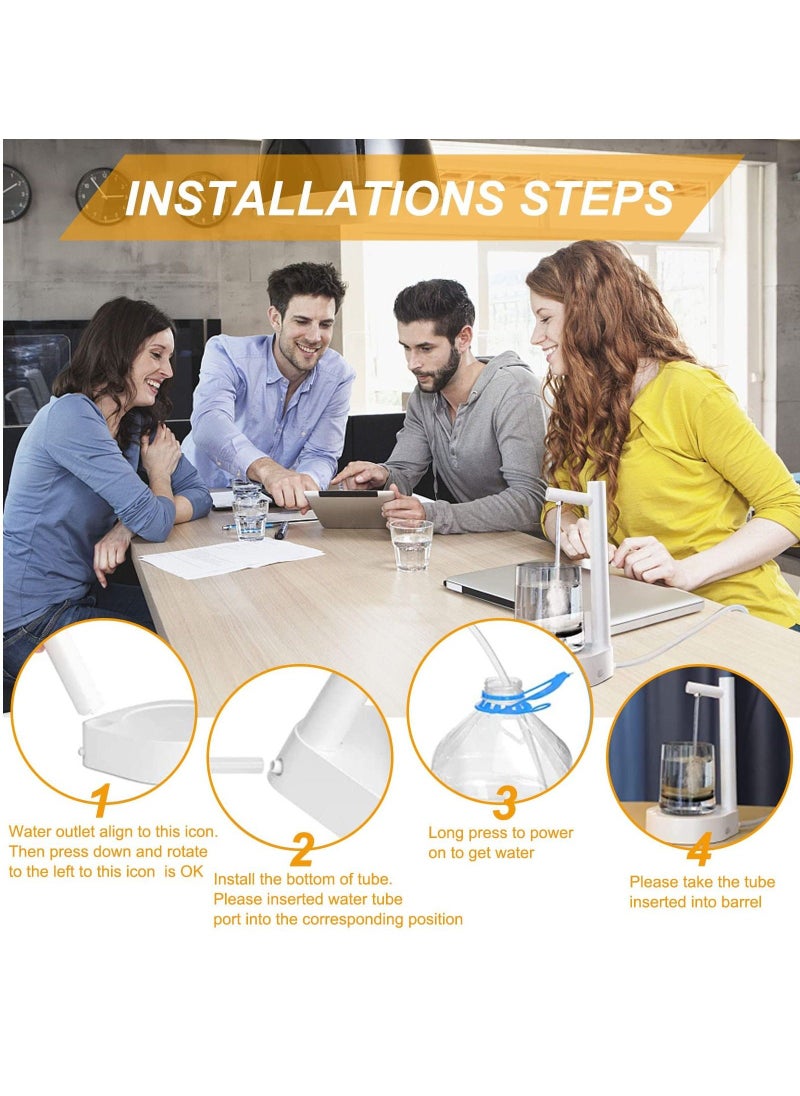 Portable Water Pump Dispenser, Desktop USB Rechargeable Automatic Drinking Water Dispenser for Home, Office, Outdoor, White - Image 4