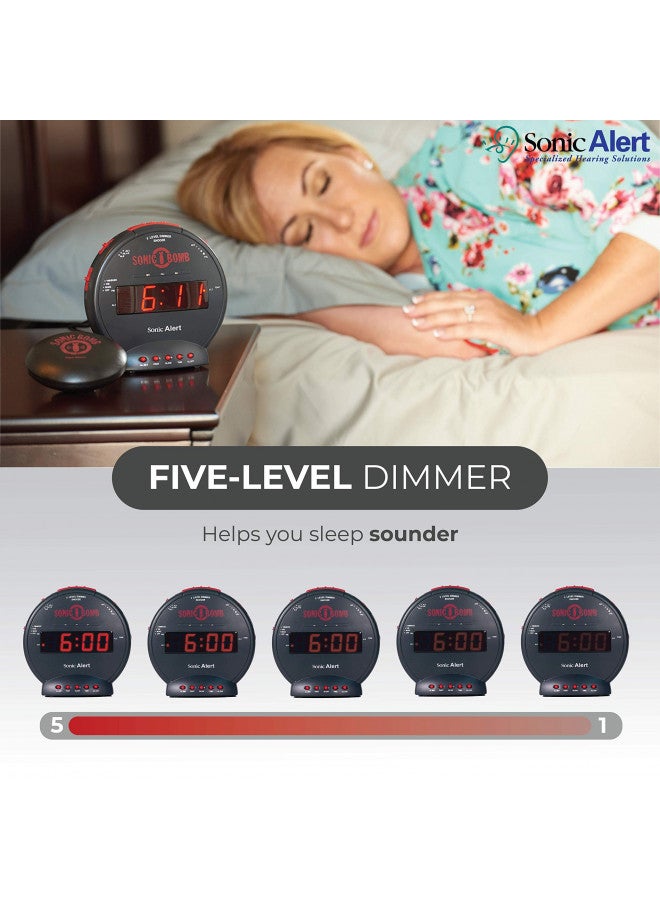Sonic Alert Sonic Bomb Dual Alarm Clock with Bed Shaker, Blue Vibrating Alarm Clock Heavy Sleepers, Battery Backup | Wake with a Shake - Image 2