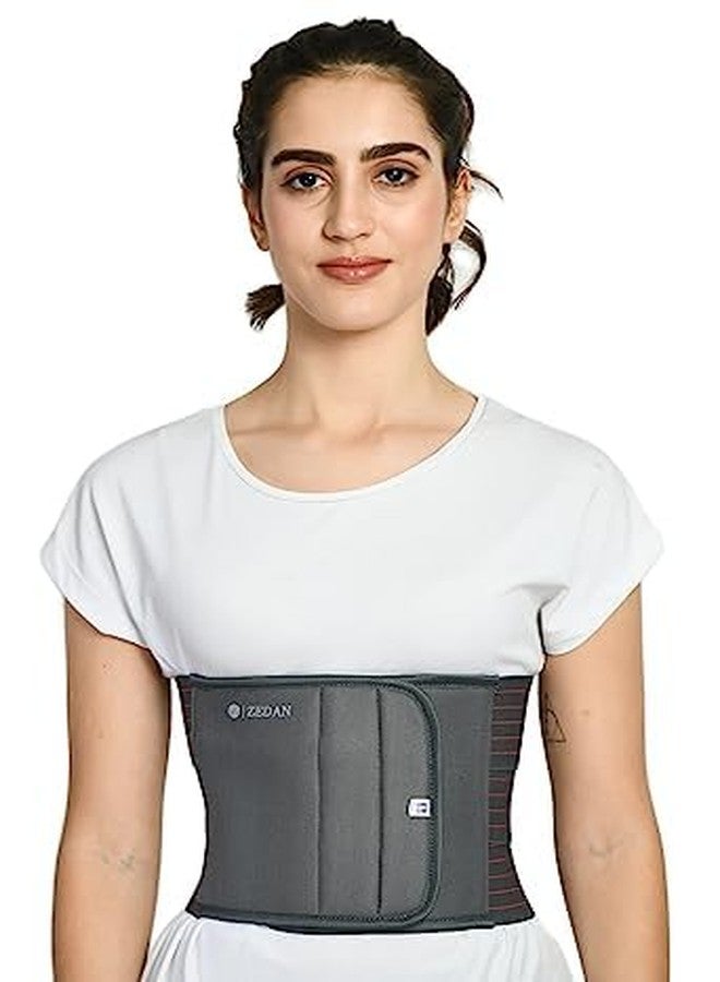 ZEDAN Nylon Abdominal Belt For Tummy Reduction After Delivery | Ideal For Slimming Waist, Lower Back Pain Relief | Breathable Belt For Men & Women | Grey (S) - Image 1