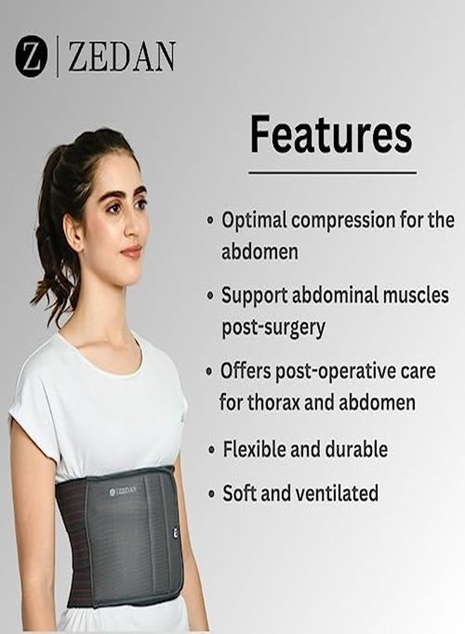 ZEDAN Nylon Abdominal Belt For Tummy Reduction After Delivery | Ideal For Slimming Waist, Lower Back Pain Relief | Breathable Belt For Men & Women | Grey (S) - Image 3