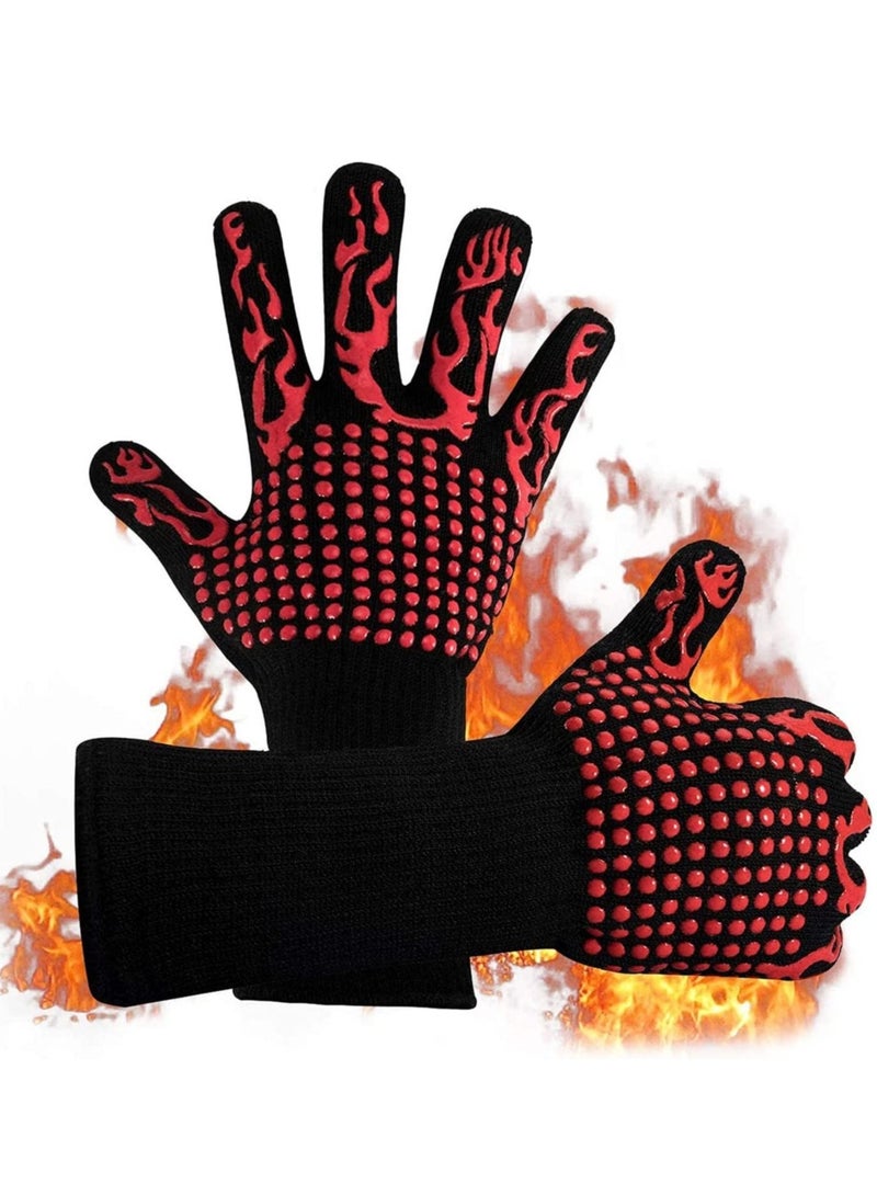 Generic BBQ Gloves,1472℉(800℃) Extreme Heat Resistant Grill Gloves,14 inch Ultra-Long Wrist Cooking Gloves for Barbecue,Cooking,Silicone Non-Slip Cooking Gloves 1 Pair (red)  - Image 1
