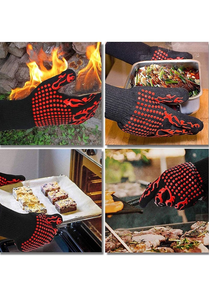 Generic BBQ Gloves,1472℉(800℃) Extreme Heat Resistant Grill Gloves,14 inch Ultra-Long Wrist Cooking Gloves for Barbecue,Cooking,Silicone Non-Slip Cooking Gloves 1 Pair (red)  - Image 5