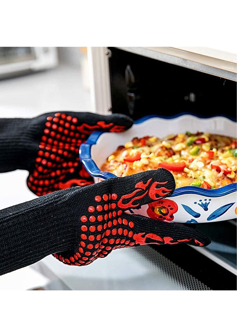 Generic BBQ Gloves,1472℉(800℃) Extreme Heat Resistant Grill Gloves,14 inch Ultra-Long Wrist Cooking Gloves for Barbecue,Cooking,Silicone Non-Slip Cooking Gloves 1 Pair (red)  - Image 2
