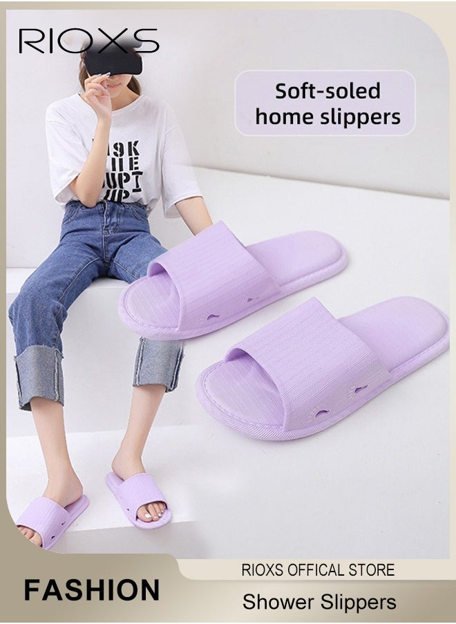 RIOXS - Shower Slippers For Women And Men,Unisex Anti-slip Flat Slippers,Quick Drying Lightweight Open Toe Shoes,Breathable Slide Slippers For Bathroom Beach Pool Travel,Indoor Outdoor Slipper - Image 1