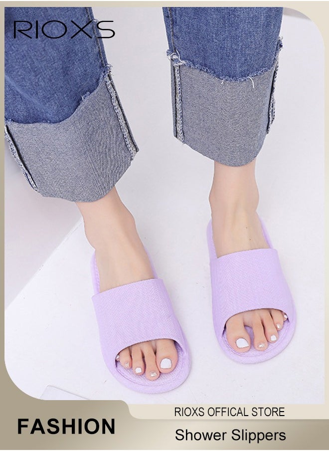 RIOXS - Shower Slippers For Women And Men,Unisex Anti-slip Flat Slippers,Quick Drying Lightweight Open Toe Shoes,Breathable Slide Slippers For Bathroom Beach Pool Travel,Indoor Outdoor Slipper - Image 1