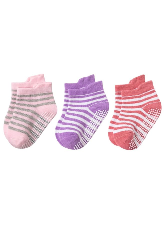 Umiwin 6 أزواج من الجوارب القطنية المخططة المقاومة للانزلاق، متعددة الألوان - Image 3