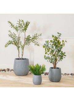 Fiber Clay Pot Wide Ribs Outdoor Plants Pot Garden Decor| Decorative Planters For Home Garden 22x22x22 cm - Grey 231202708932 - pzsku/Z258C37F638FE9BC008A0Z/45/_/1730975187/08e8eb2b-19c7-45aa-87cf-1db69607a276