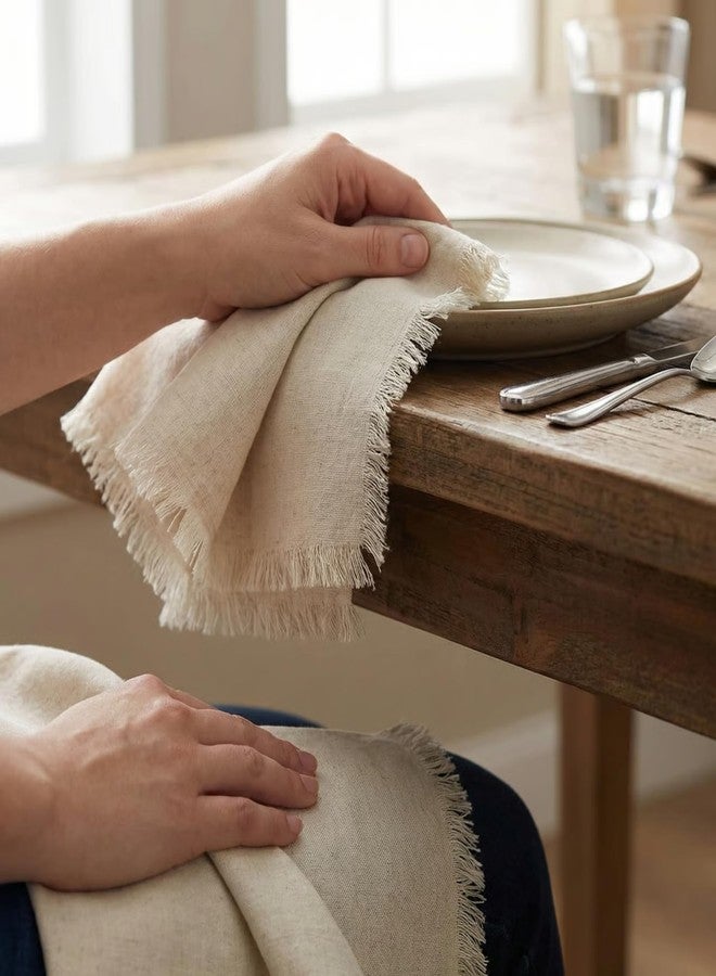 ACCENTHOME Natural Cotton Linen Napkin Set of 12 18x18 inch Dinner Napkins - Washable Soft Premium Hotel Quality Reusable Hemmed Edges Napkins Perfect Table Linens for Family Dinners, Weddings - Image 4