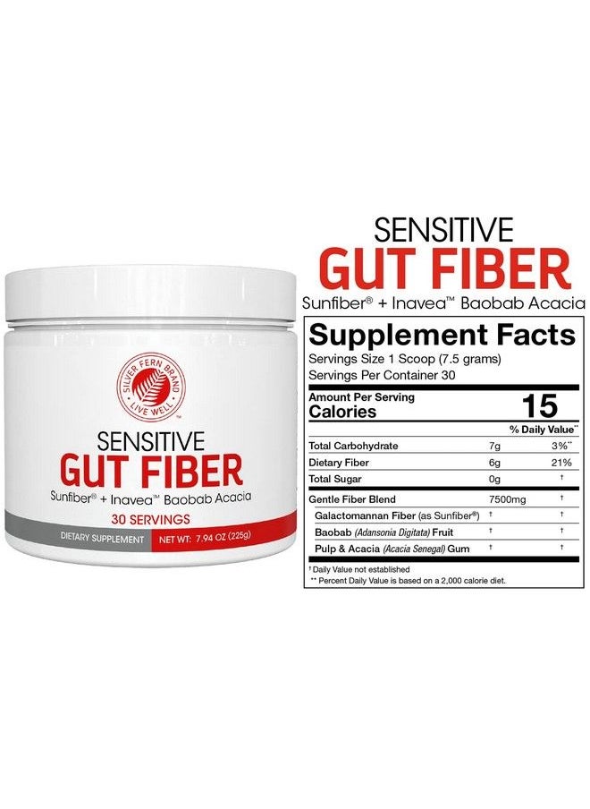 Silver Fern - Sensitive Gut Fiber Supplement Each Tub = 30 Scoops = 30 Day Supply 6 Grams Of Dietary Fiber Per Serving With Galactomannan Guar Fiber Baobab Fruit Powder Acacia Fiber - Image 1