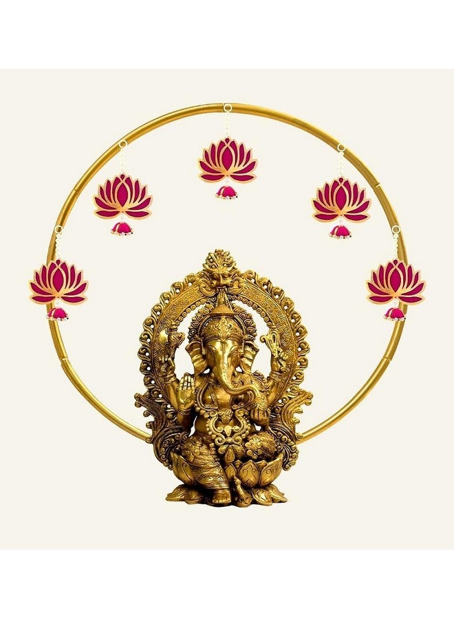 SpecialYou.in SpecialYou® Ganpati Decoration Setup for Home Decor, Lotus Wall Hanging Decoration, Ganesh Decoration Items for Home, Mandir Decorations Items for Home Decor for Living Room- 7 pcs - Image 5