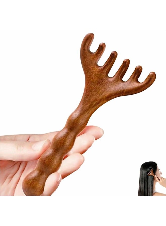 KINTEGOOD Wooden Sandalwood Massage Comb, Long Handle Scalp Massager, Scalp Acupoint Relaxation Gua Sha Tool for Head and Face - Image 1