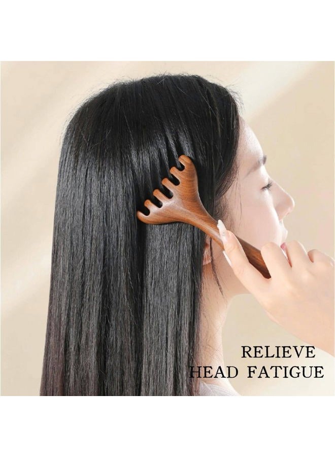 KINTEGOOD Wooden Sandalwood Massage Comb, Long Handle Scalp Massager, Scalp Acupoint Relaxation Gua Sha Tool for Head and Face - Image 3