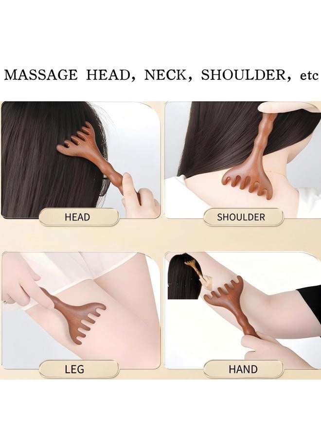 KINTEGOOD Wooden Sandalwood Massage Comb, Long Handle Scalp Massager, Scalp Acupoint Relaxation Gua Sha Tool for Head and Face - Image 5