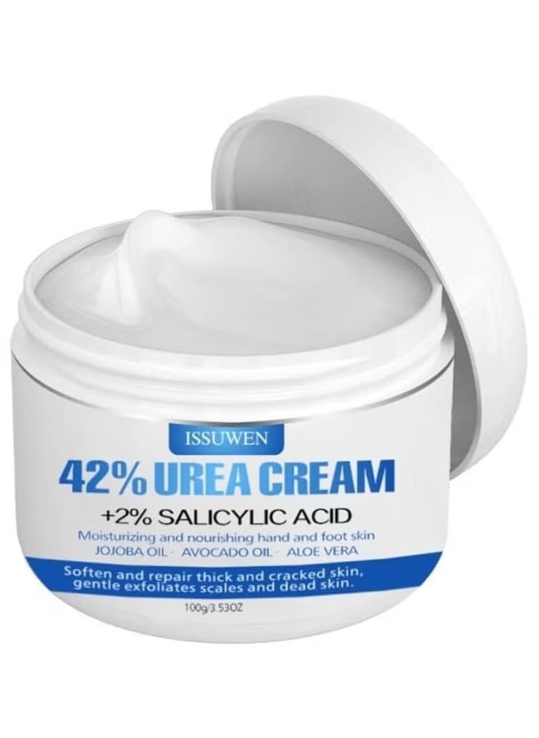 ISSUWEN 42% Urea Cream for Cracked Foot with 2% Salicylic Acid| Callus Remover Hand Cream, Foot Cream For Dry Cracked Feet, Hands, Heels, Elbows, Nails, Knees | For Both Men And Women | 100g  - Image 1